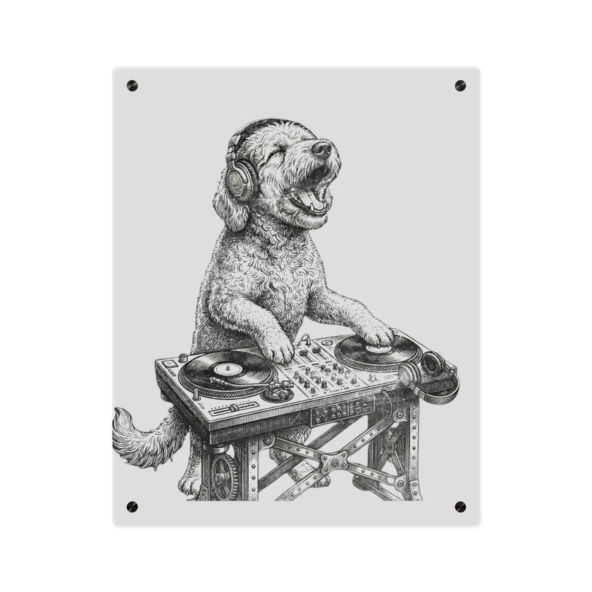 Doodle DJ with Turntable Acrylic Wall Art Panels | Music Room Decor
