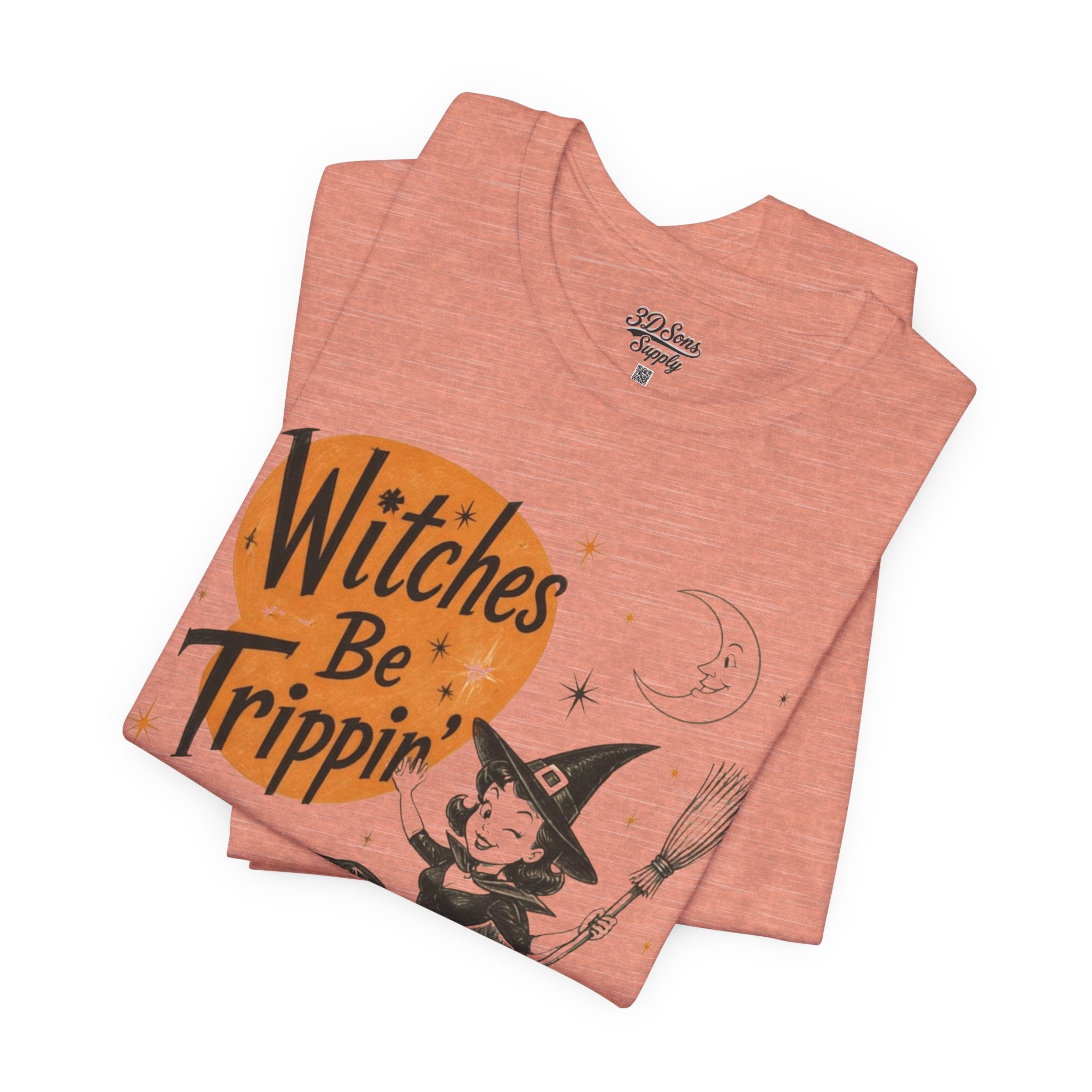 Witches Be Trippin' Halloween Tee - Cute Witch Cat Graphic T-Shirt