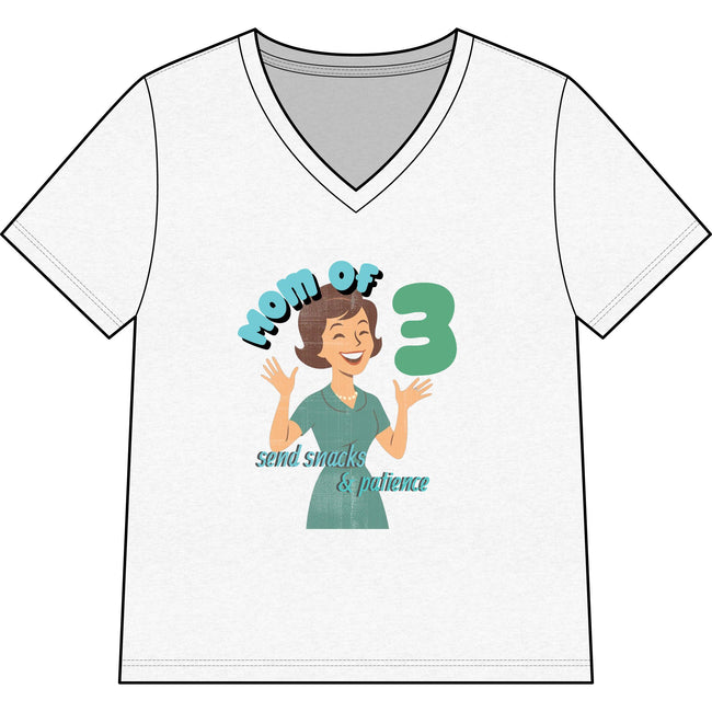 Personalized Mom of 3, Funny Motherhood Shirt Survival, Snacks & Patience