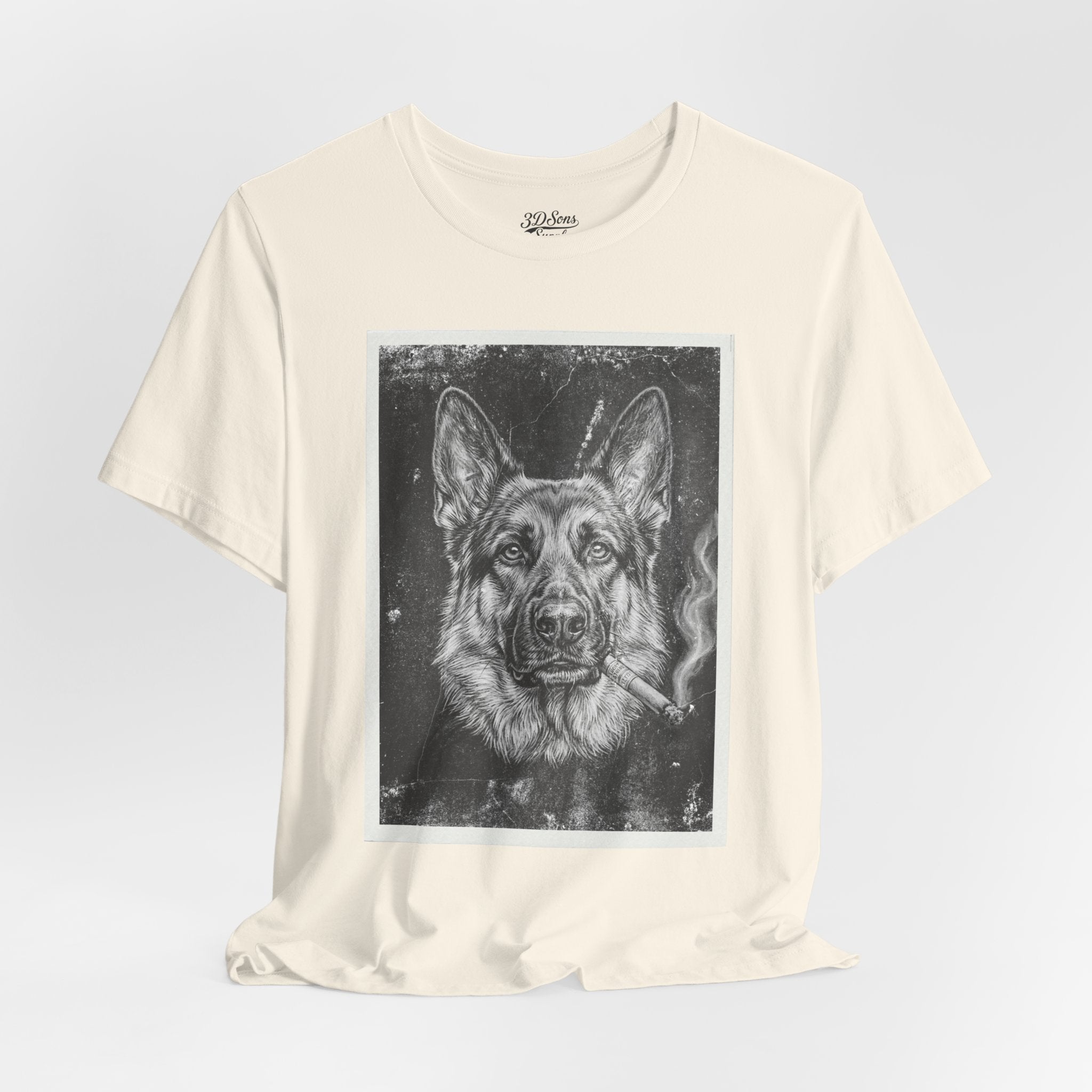 German Shepard Smoke Photo Tee — Vintage Pup Graphic T-Shirt