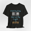 Personalized Dad By Day Gamer By Night T-Shirt — Established 2018 Retro Controller Tee