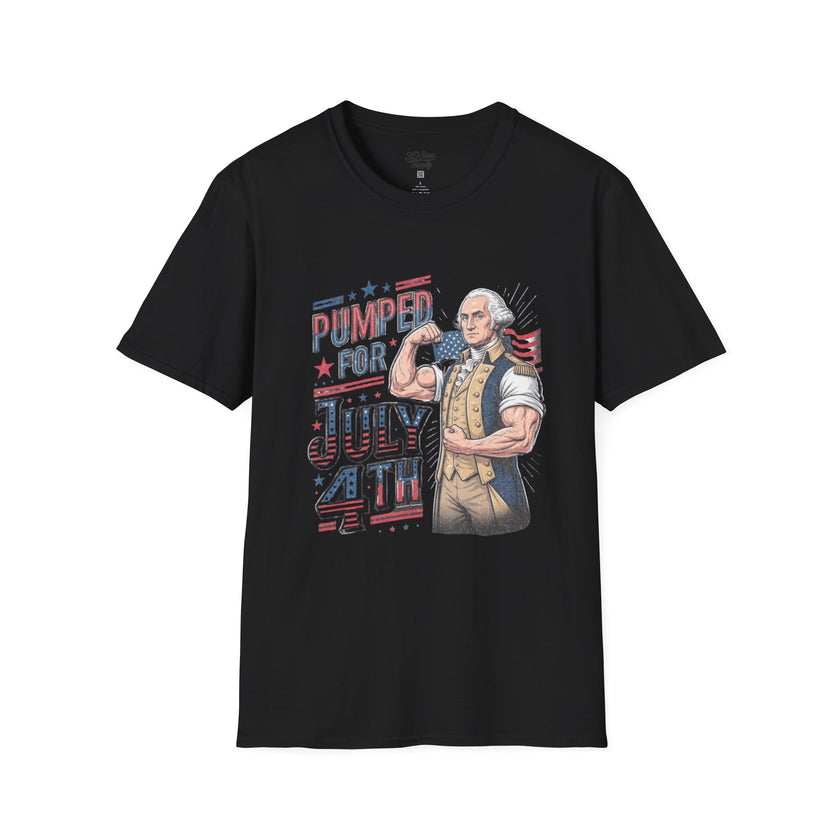 Pumped for July 4th George Washington T-Shirt | Funny Patriotic Tee