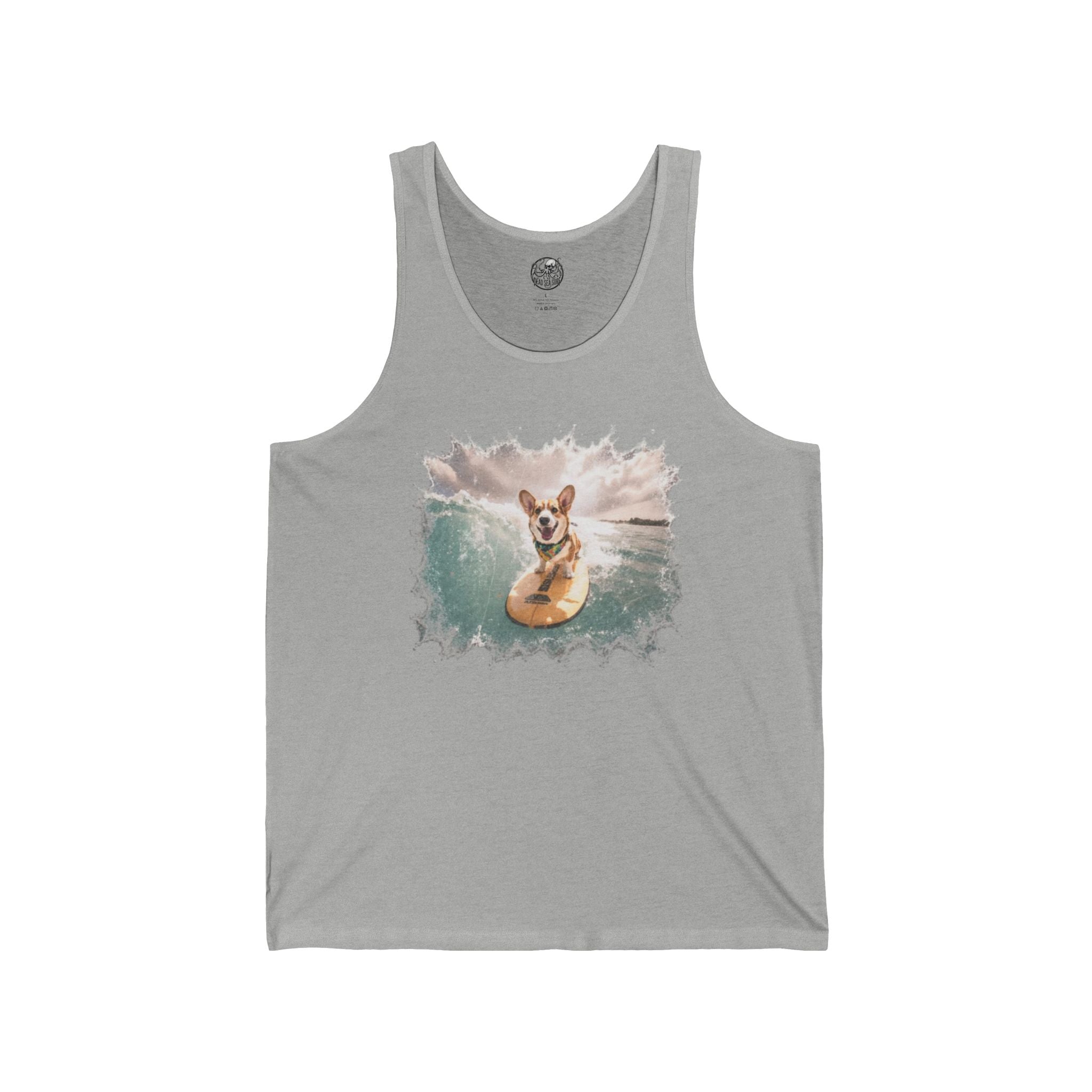 Surfing Corgi Tank | Dog Beach Waves Illustration, Summer Shirt