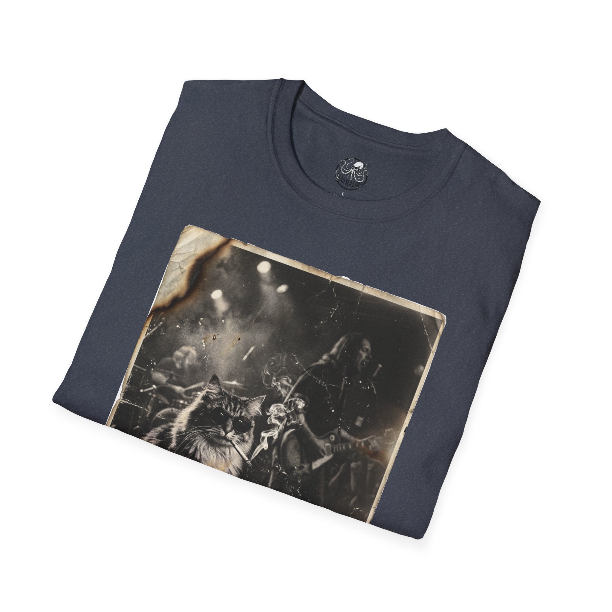 Vintage Rockstar Cat T-Shirt | Retro Rock Art Graphic Tee – 3D Sons Supply Co