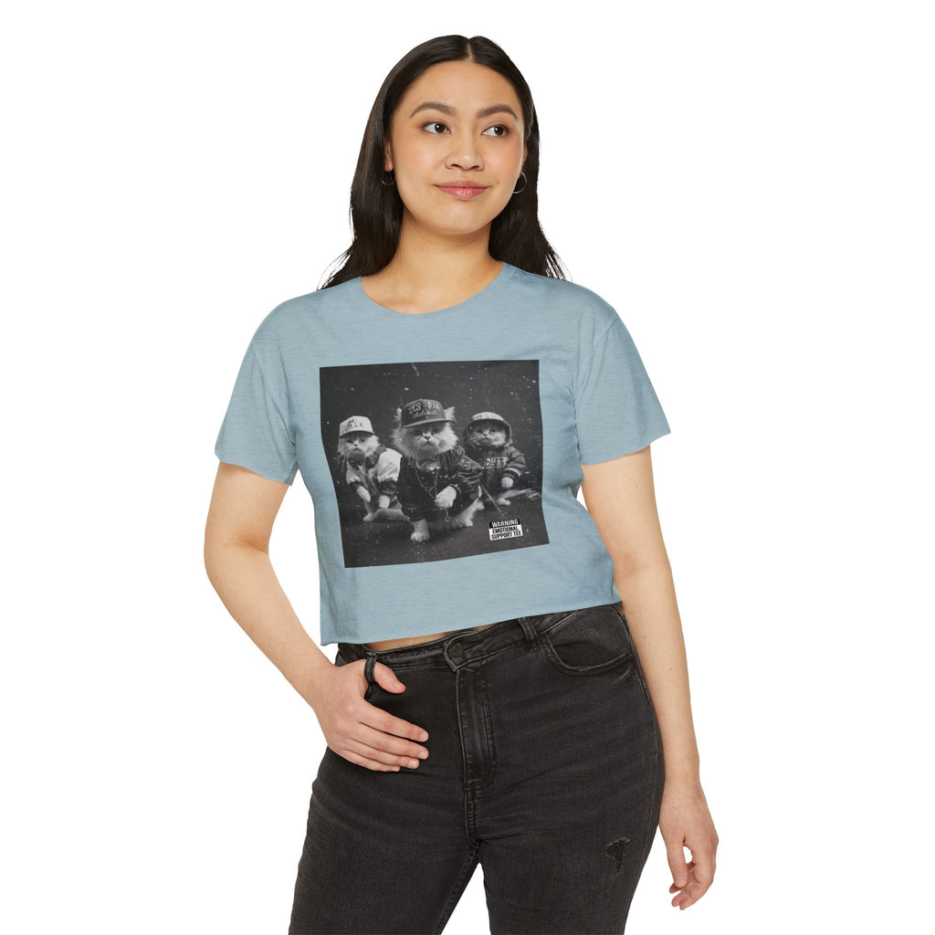 Hip Hop Kittens 90s Album Cover Crop Top