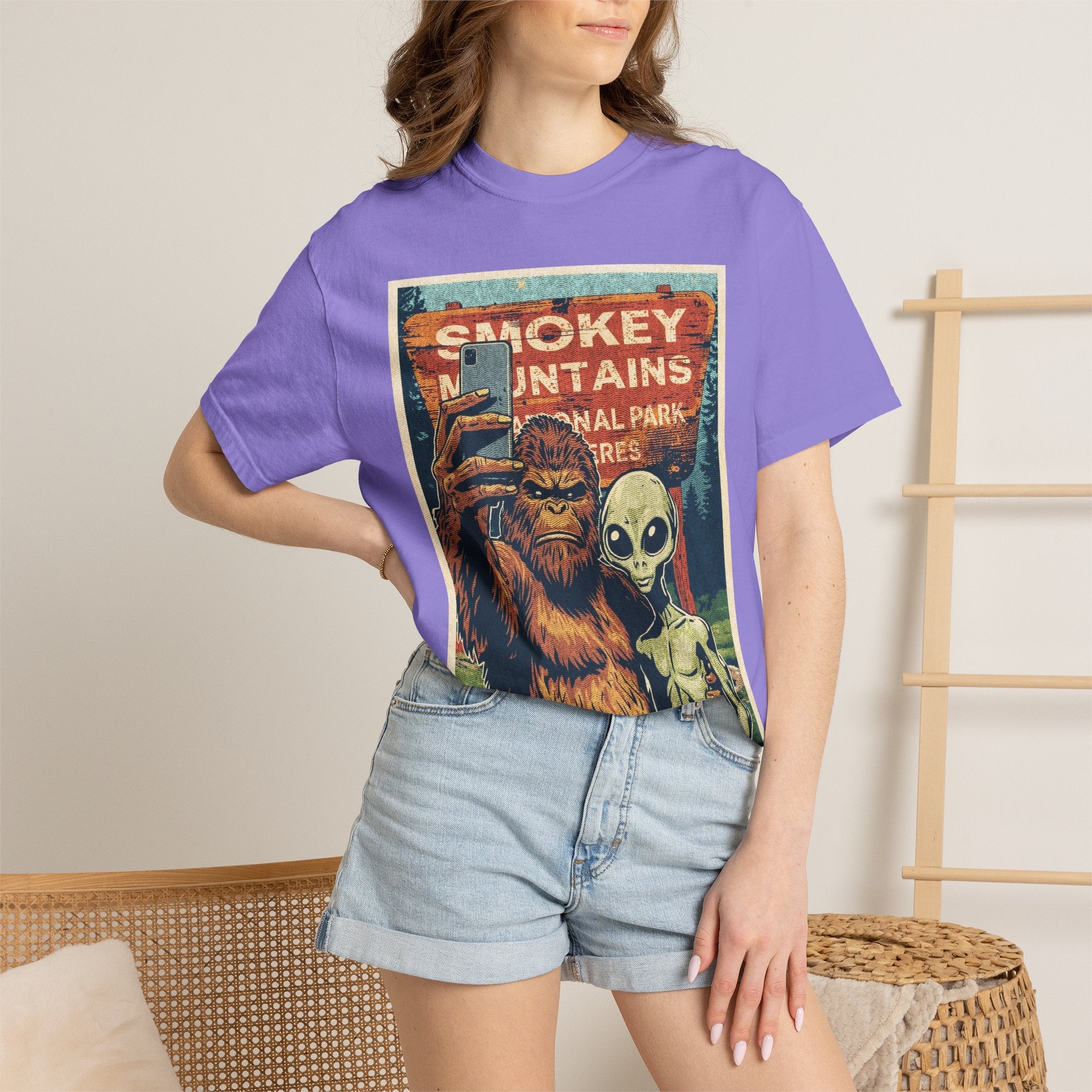 Smoky Mountains Alien & Bigfoot T-shirt — National Park Adventure Tee
