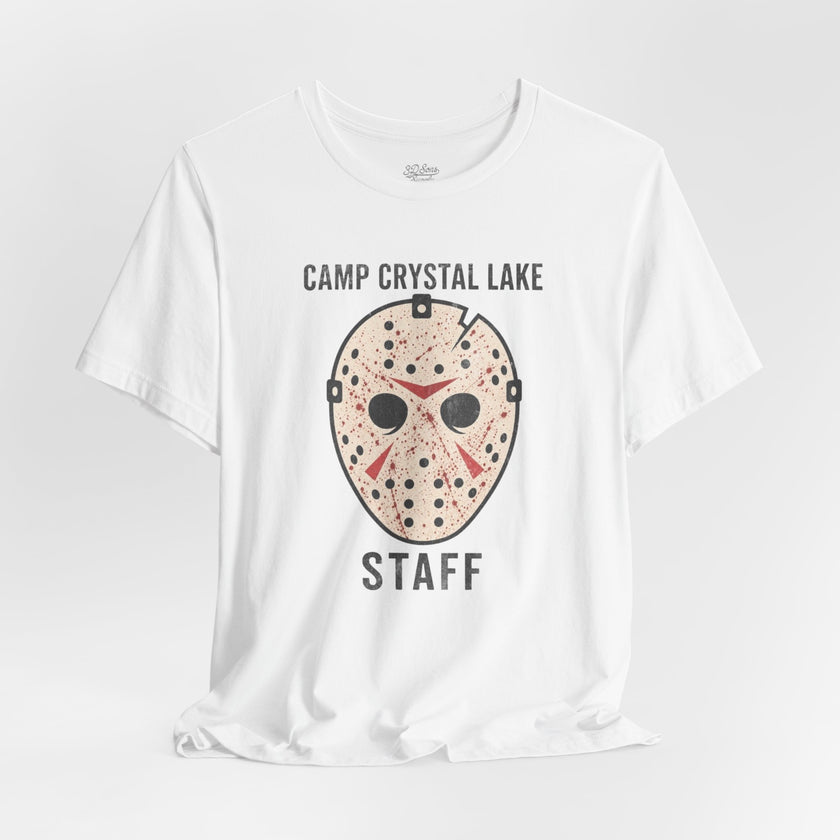 Camp Crystal Lake Staff T-Shirt — Horror Mask Vintage Tee