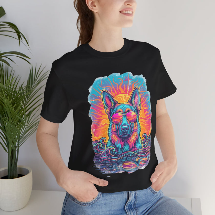 German Shepherd Retro 90s Vice City Tee