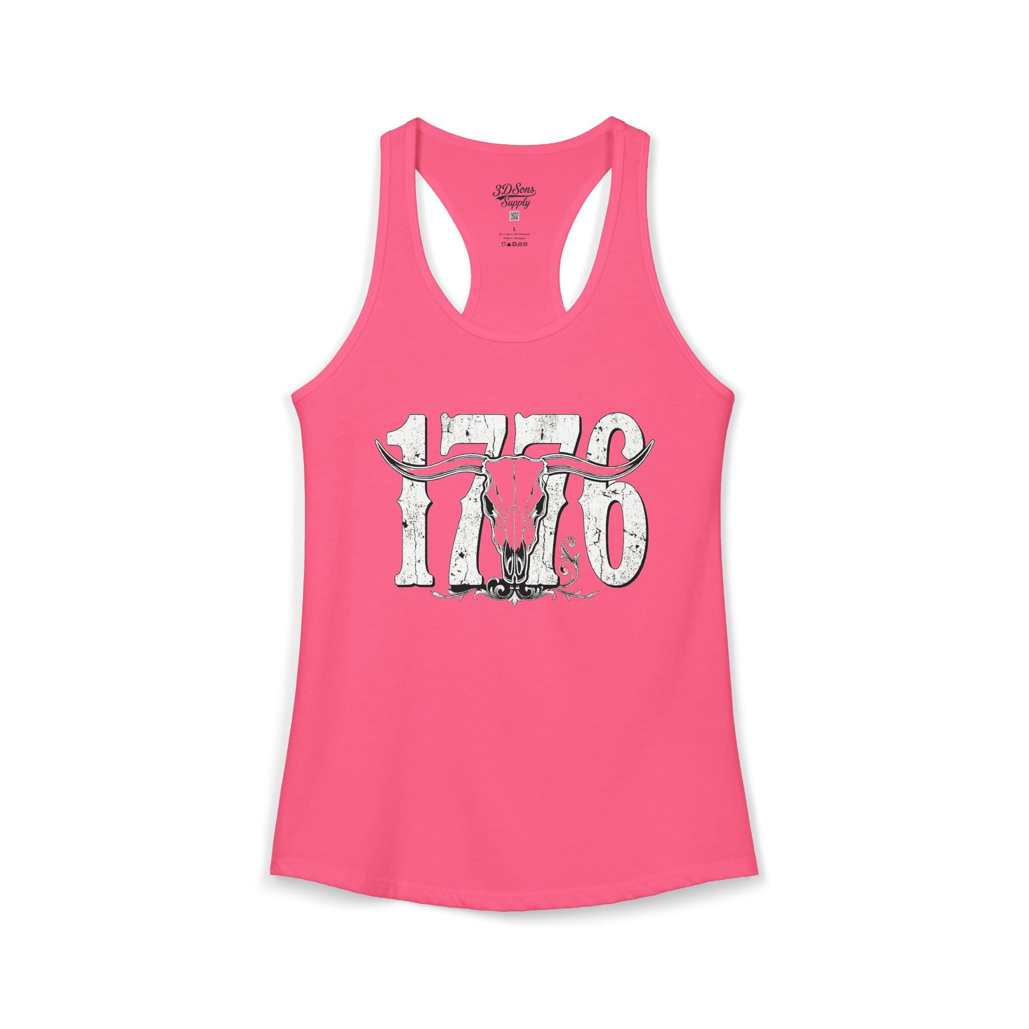 1776 Longhorn Skull Women's Racerback Tank