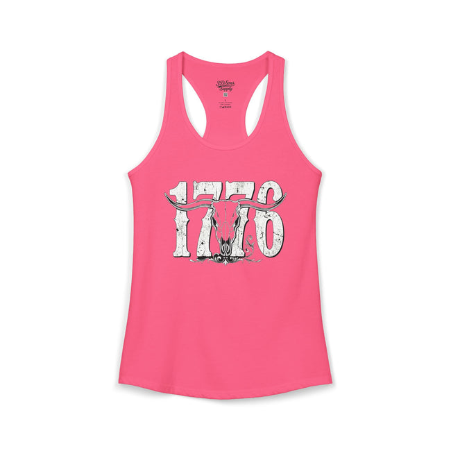 1776 Longhorn Skull Women's Racerback Tank