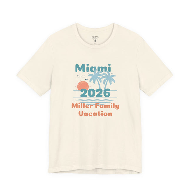 Personalized Family Beach T-Shirt — Custom Family Name, Location, Year with Beach Design