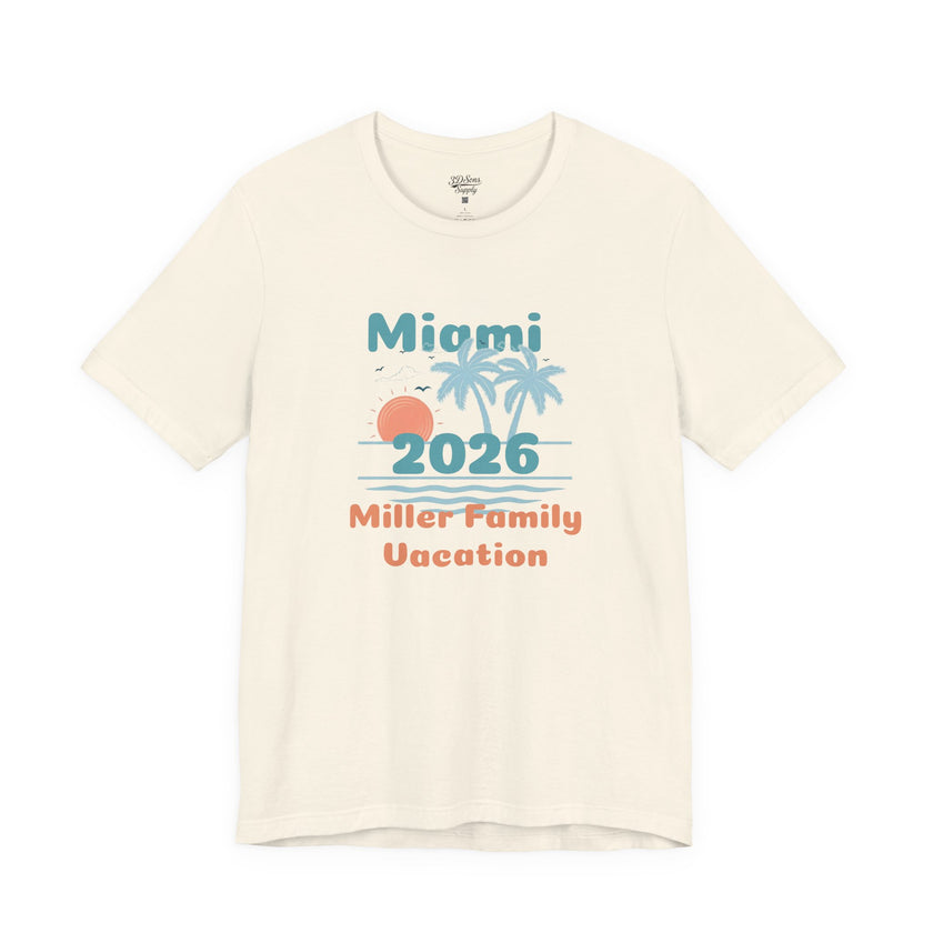 Personalized Family Beach T-Shirt — Custom Family Name, Location, Year with Beach Design
