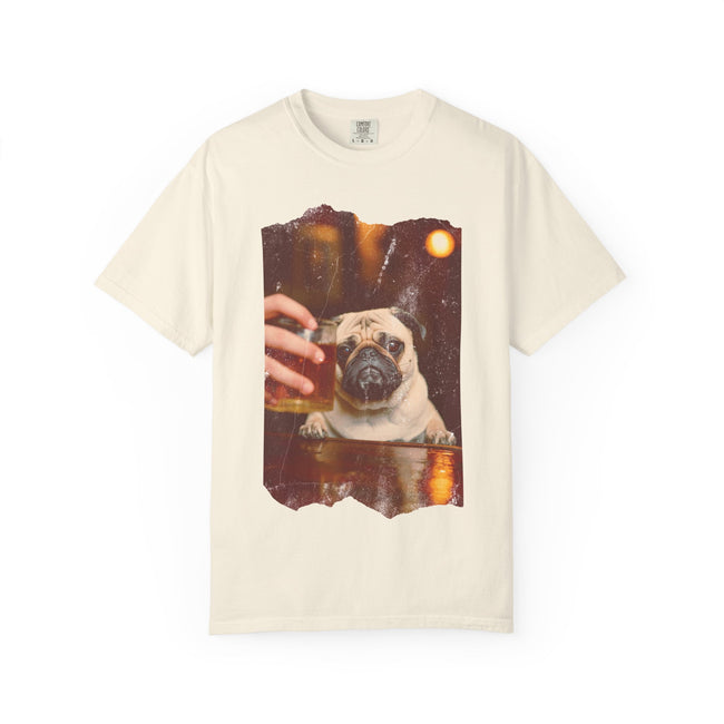 Pug At The Bar T-Shirt — Funny Vintage Pug Drinking Graphic Tee