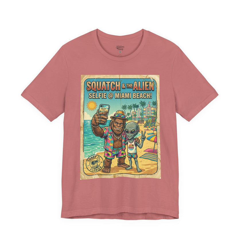Squatch & The Alien Selfie Miami, Bigfoot Alien Poster Shirt