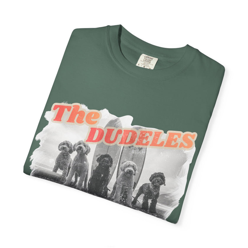 The Dudeles Dog Surfer T-Shirt | Doodle Breed Surfing Design