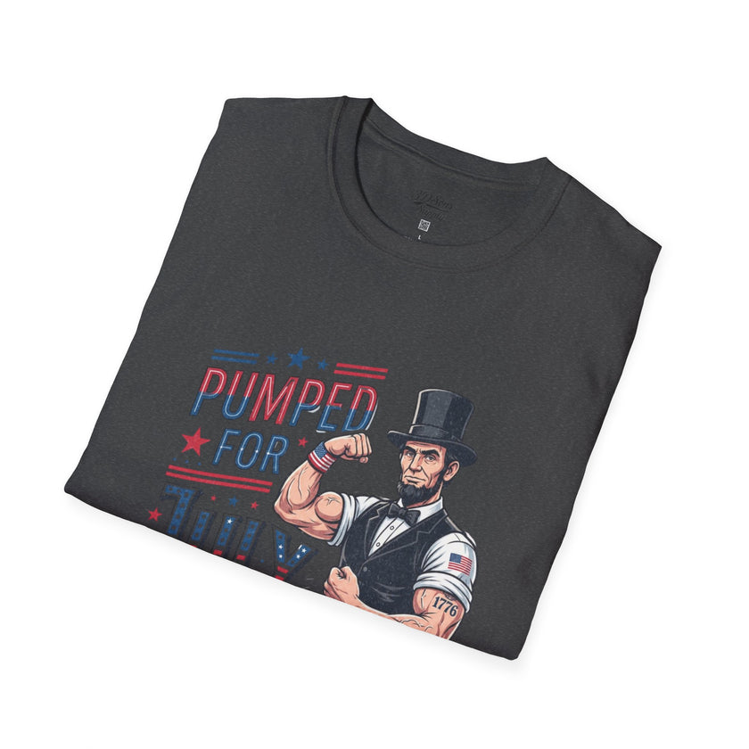 Pumped for July 4th Abraham Lincoln T-Shirt | Funny Patriotic Tee