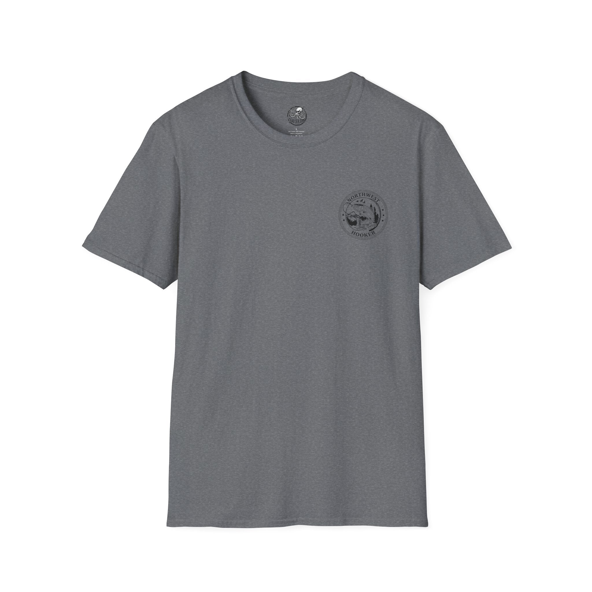 Northwest Hooker Trout Logo T-Shirt | Fishing Badge, Mountain River Design