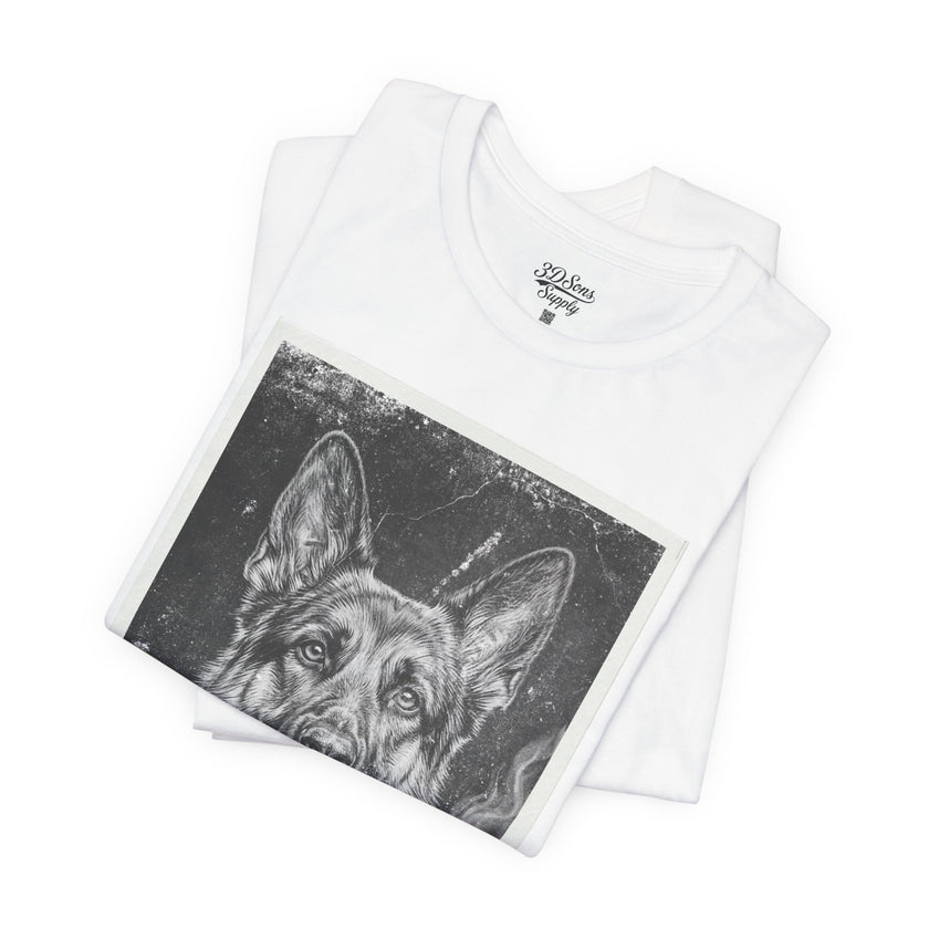 German Shepard Smoke Photo Tee — Vintage Pup Graphic T-Shirt