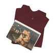 Iced Coffee Night Dog Tee — Late-Night Curb Pomeranian Graphic T-Shirt