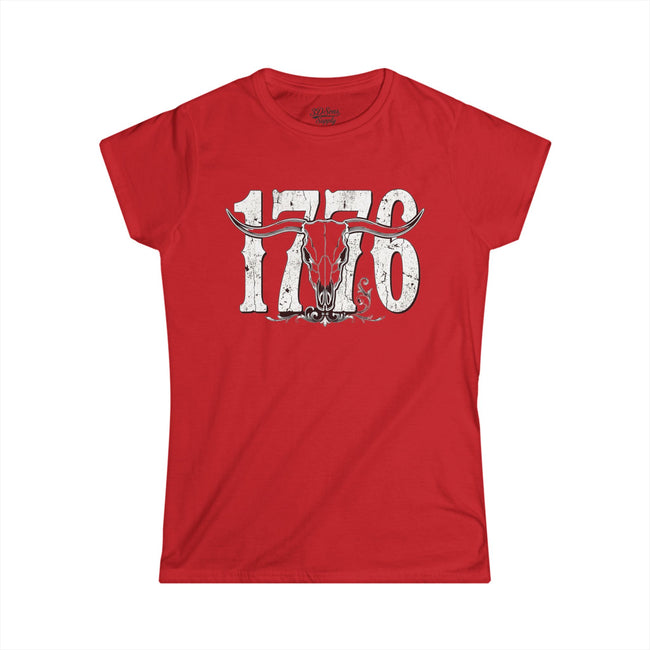1776 Longhorn Skull Women's Tee — Rugged Western Graphic Shirt