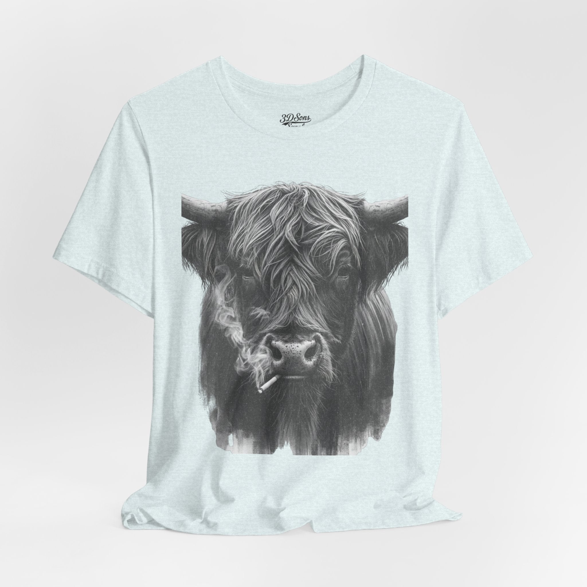 Highland Cow Smoking Tee — Vintage Highland Cattle Graphic T-Shirt