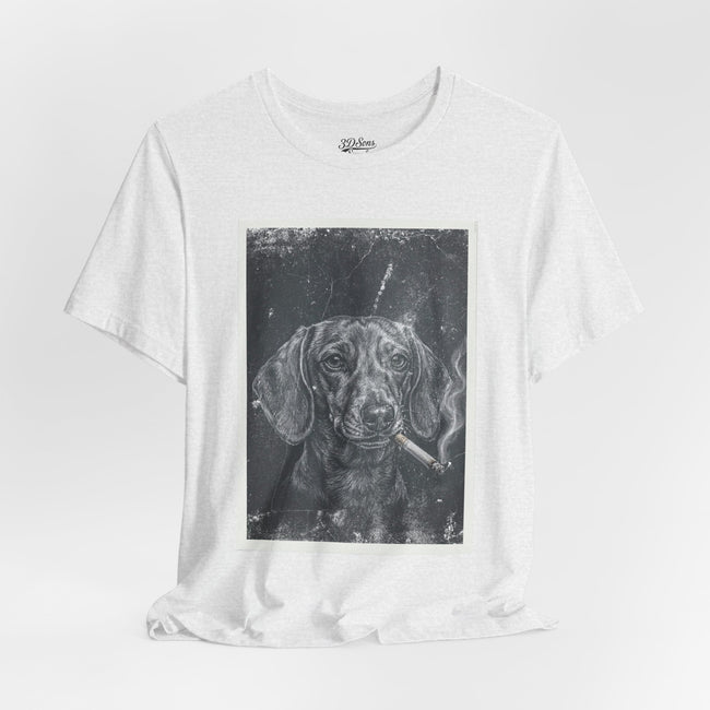 Dachshund Smoking Portrait Tee – Vintage Smokin' Dog Art T-Shirt