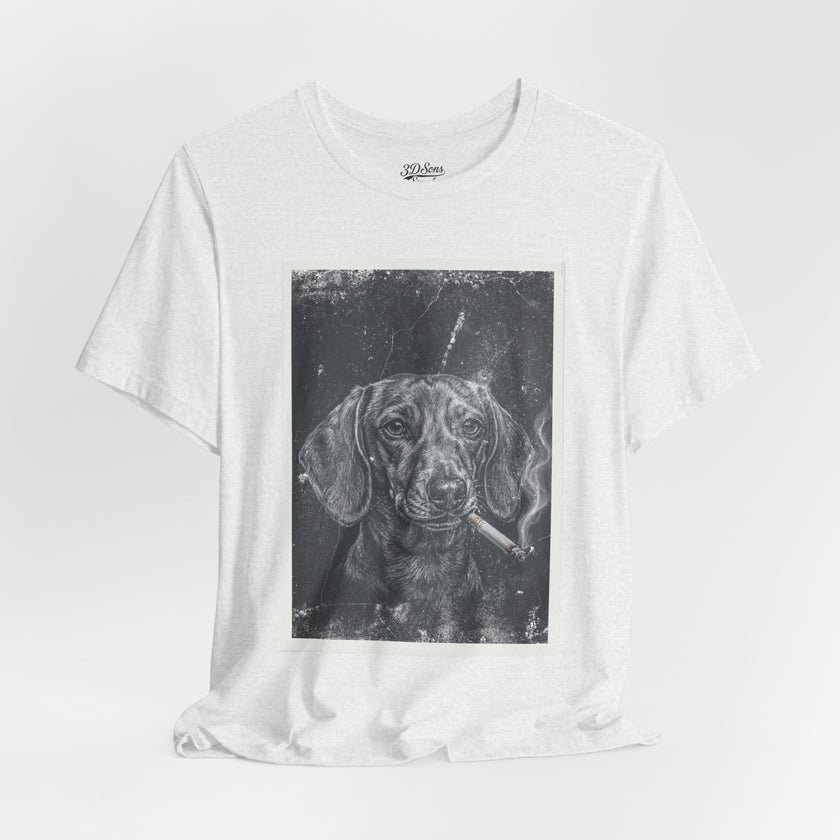 Dachshund Smoking Portrait Tee – Vintage Smokin' Dog Art T-Shirt