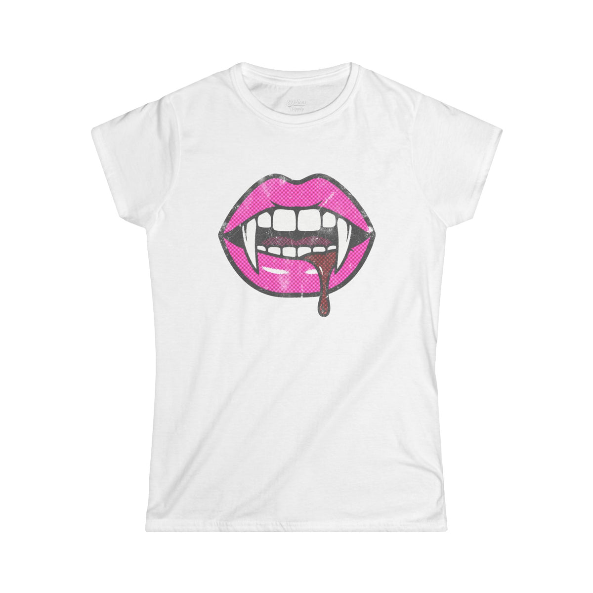 Hot Pink Vampire Lips Women's Tee | Graphic Short Sleeve Shirt