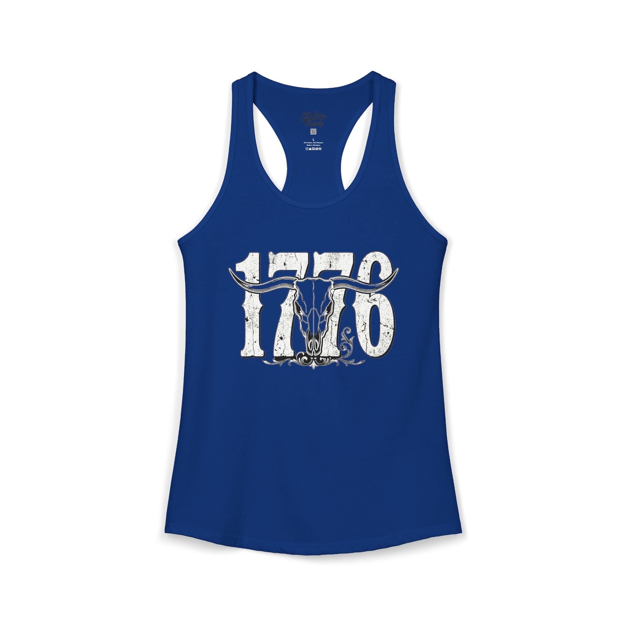 1776 Longhorn Skull Women's Racerback Tank
