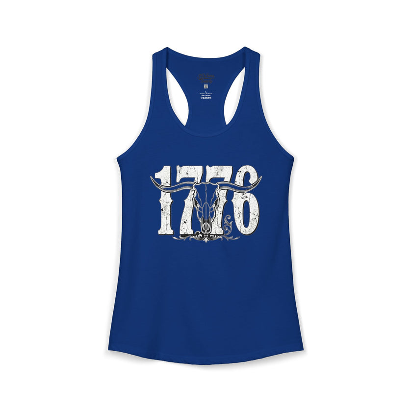 1776 Longhorn Skull Women's Racerback Tank