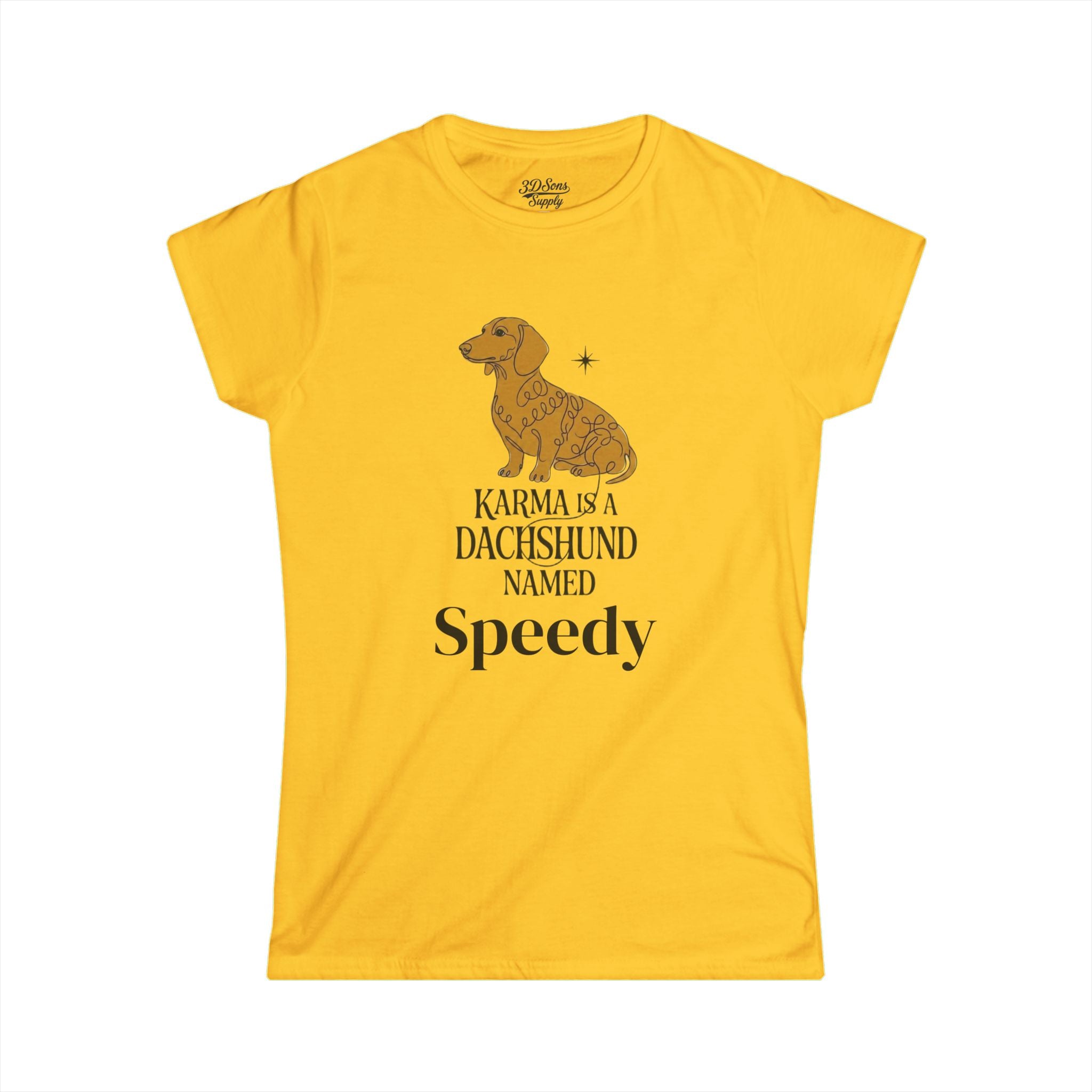 Karma Is a Dachshund Mid Century Tee | Personalized Name