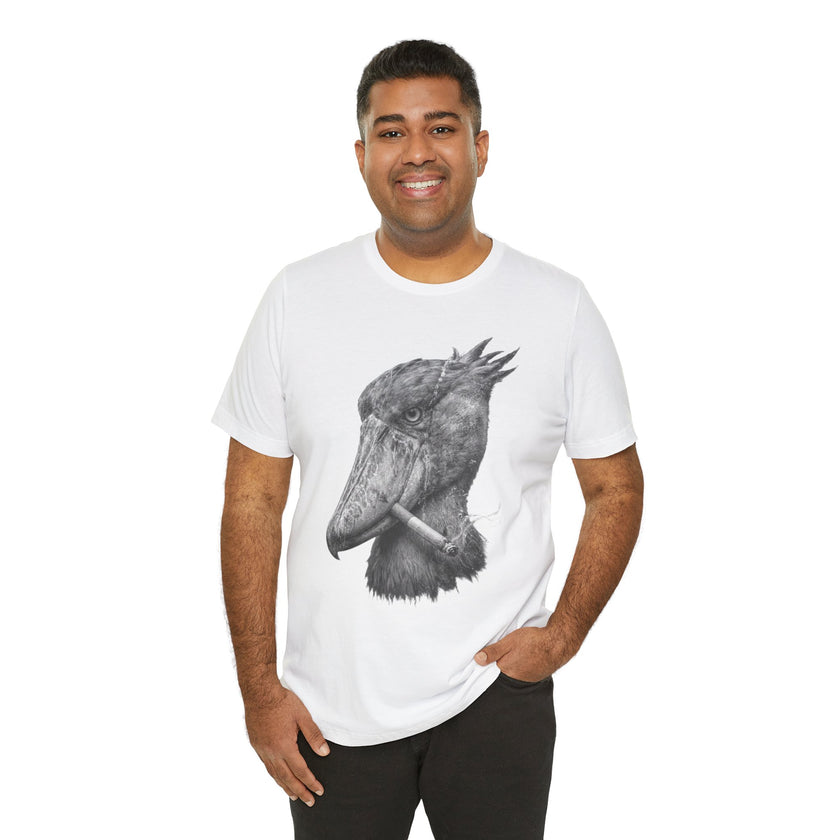 Smoking Shoebill Stork T-Shirt — Quirky Bird Graphic Tee