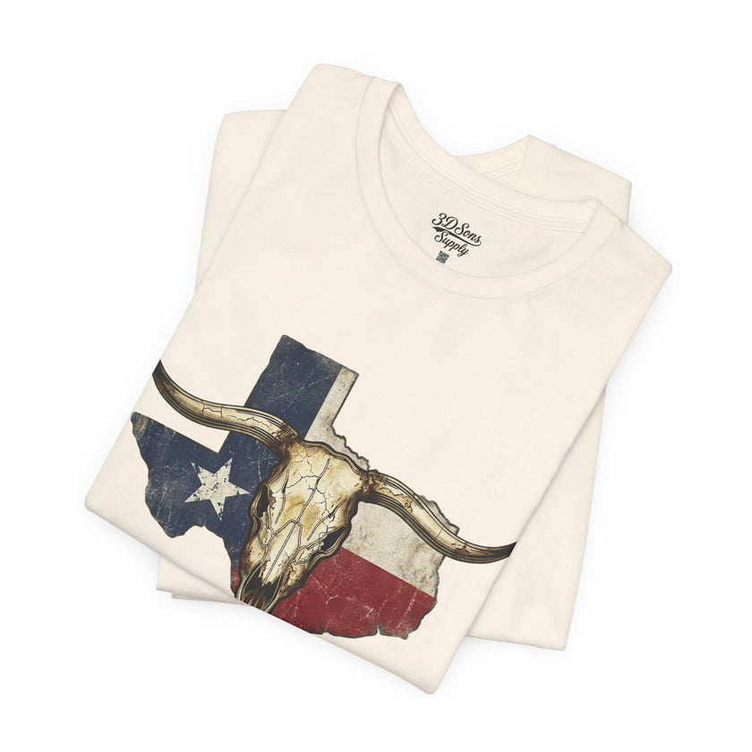 Texas Flag Longhorn Tee - Vintage Texas Skull T-Shirt