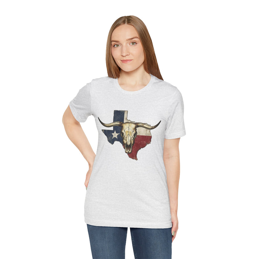 Texas Flag Longhorn Tee - Vintage Texas Skull T-Shirt