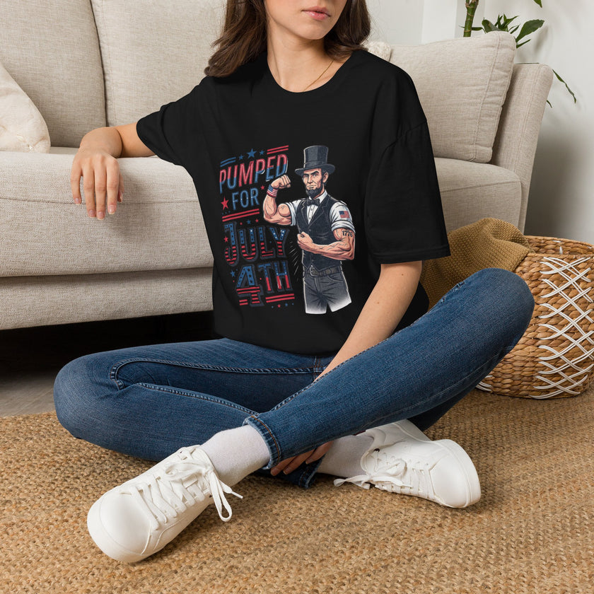 Pumped for July 4th Abraham Lincoln T-Shirt | Funny Patriotic Tee
