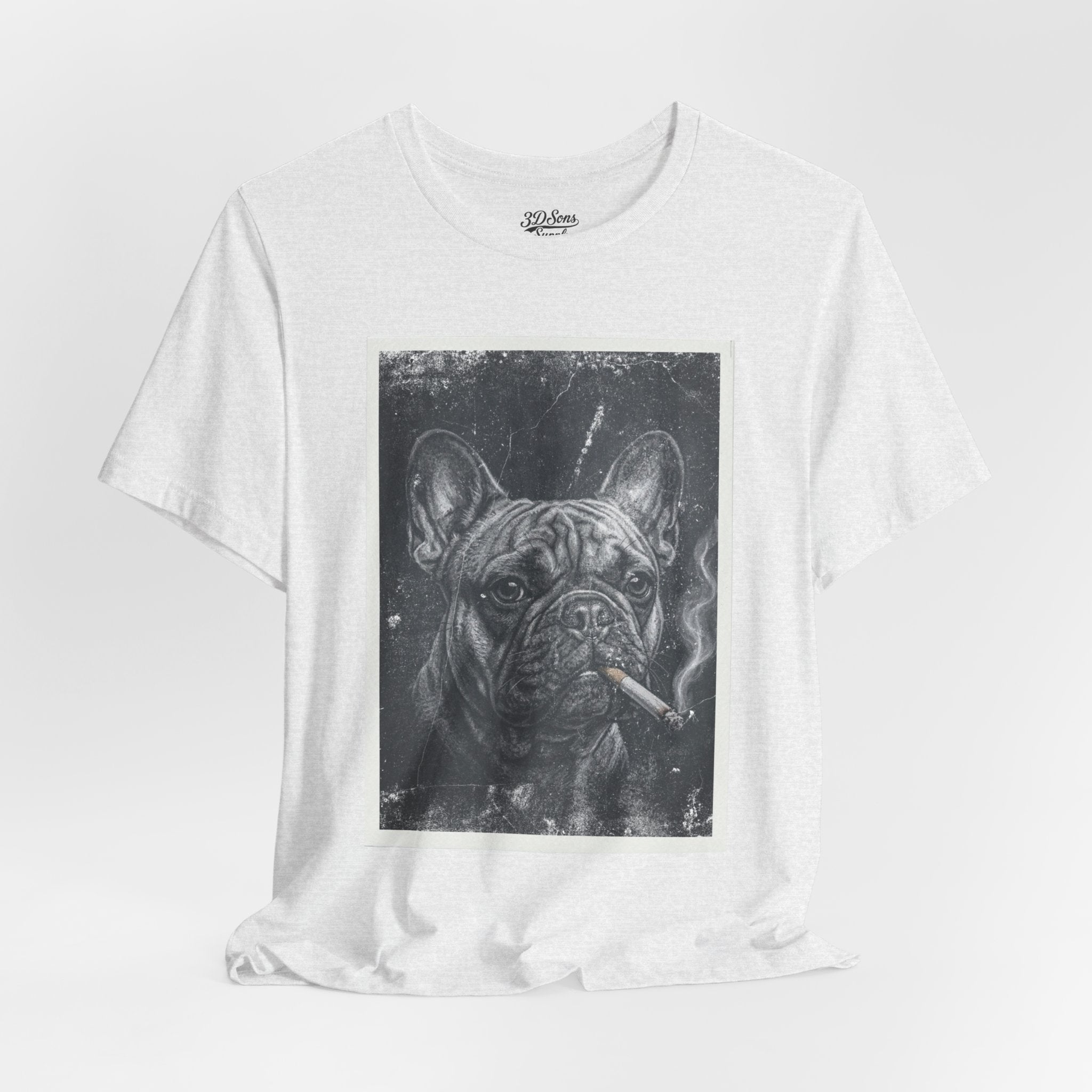 French Bulldog Smoking Graphic Tee — Retro Smoky Dog Art T-Shirt