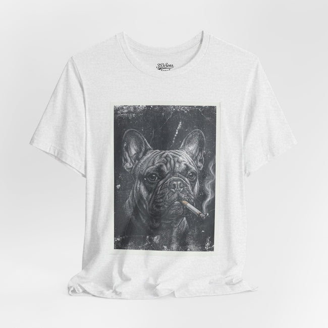 French Bulldog Smoking Graphic Tee — Retro Smoky Dog Art T-Shirt