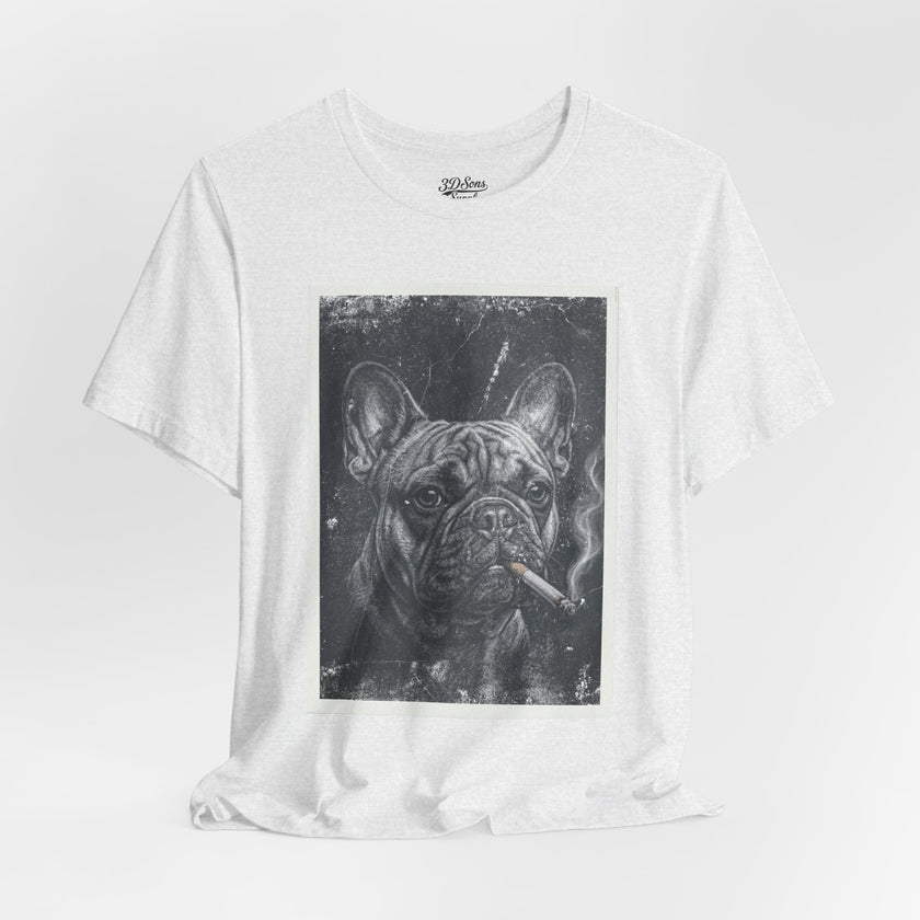 French Bulldog Smoking Graphic Tee — Retro Smoky Dog Art T-Shirt