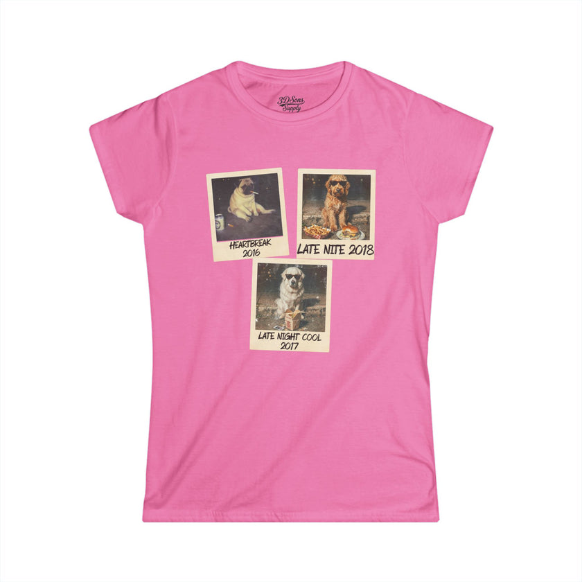 Personalized Polaroid Photo Tee — Custom 3-Image Women's Softstyle