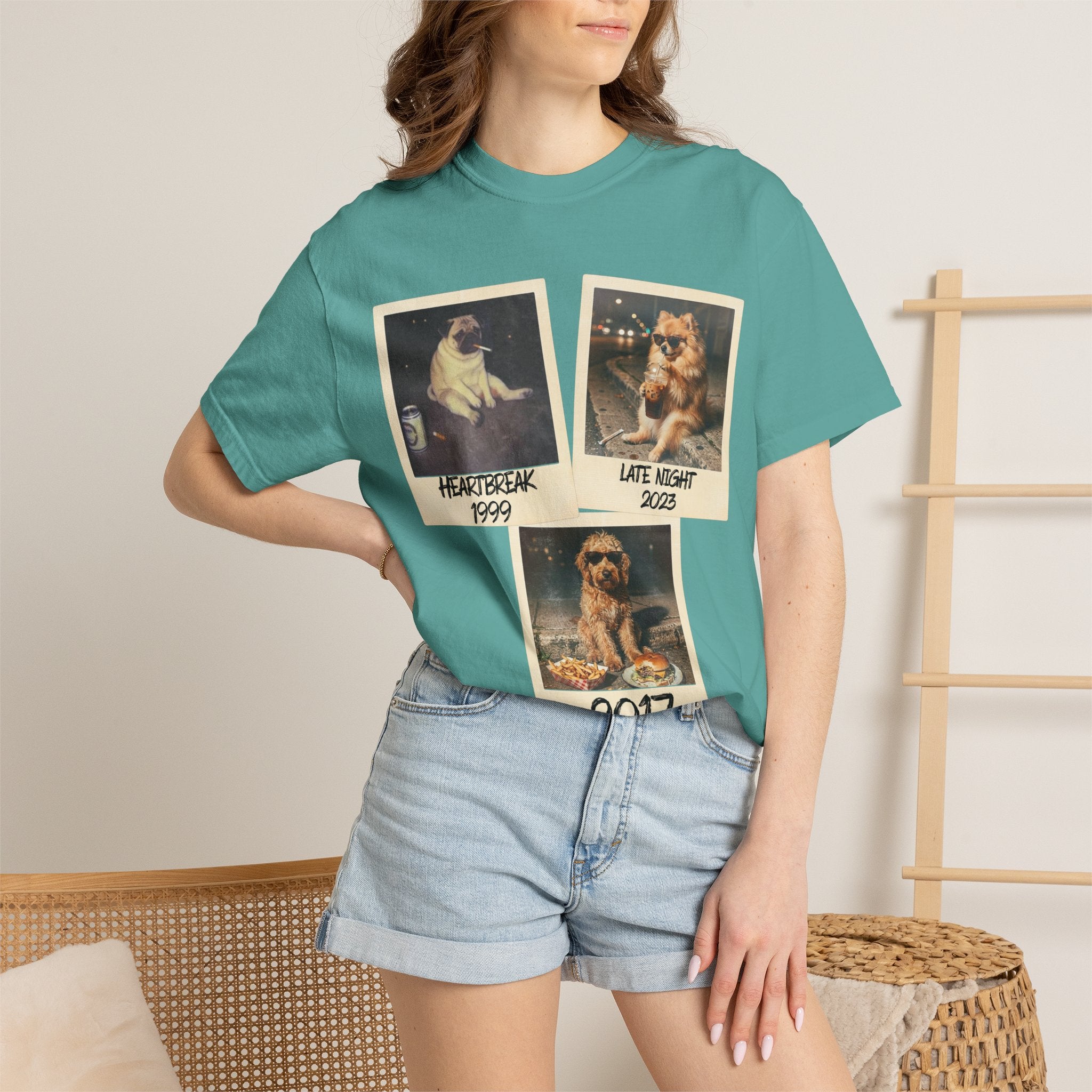 Personalized Polaroid Photo Tee — Custom 3 Image & Text Options