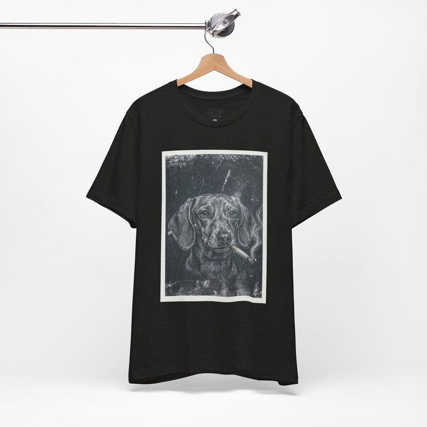 Dachshund Smoking Portrait Tee – Vintage Smokin' Dog Art T-Shirt