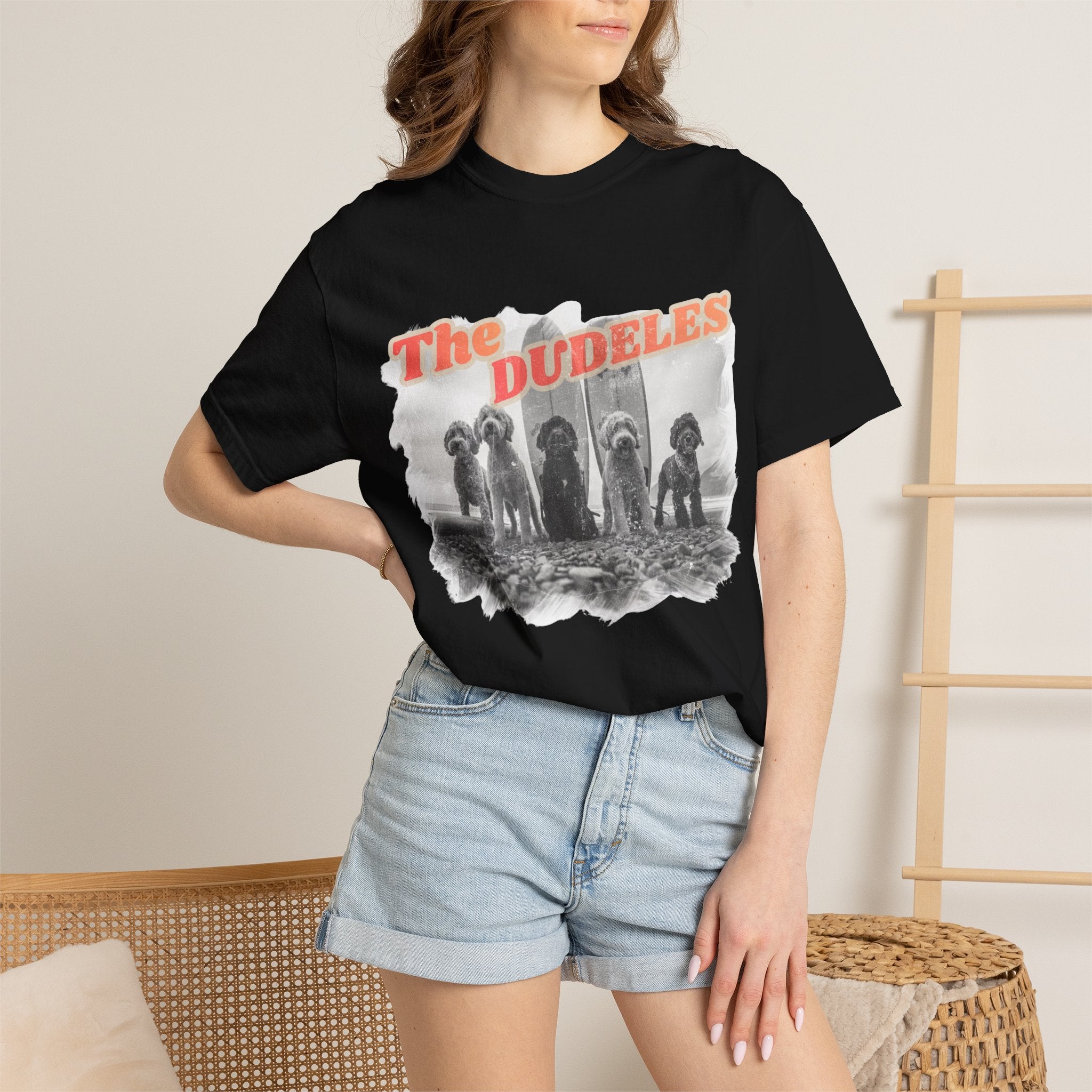 The Dudeles Dog Surfer T-Shirt | Doodle Breed Surfing Design