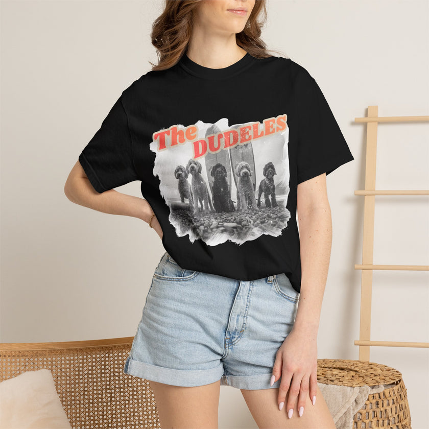The Dudeles Dog Surfer T-Shirt | Doodle Breed Surfing Design