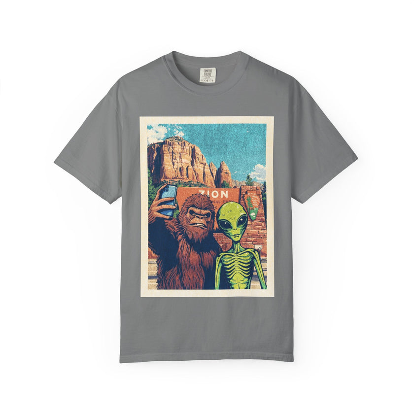 Alien & Bigfoot Zion National Park T-Shirt — National Park Adventure Tee