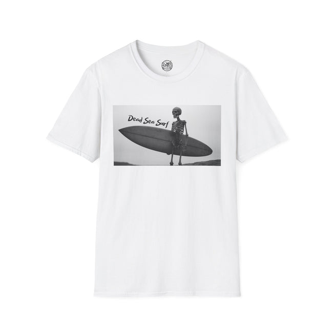 Skeleton Surfer Tee | Retro Black & White Surfing Graphic Shirt – 3D Sons Supply Co