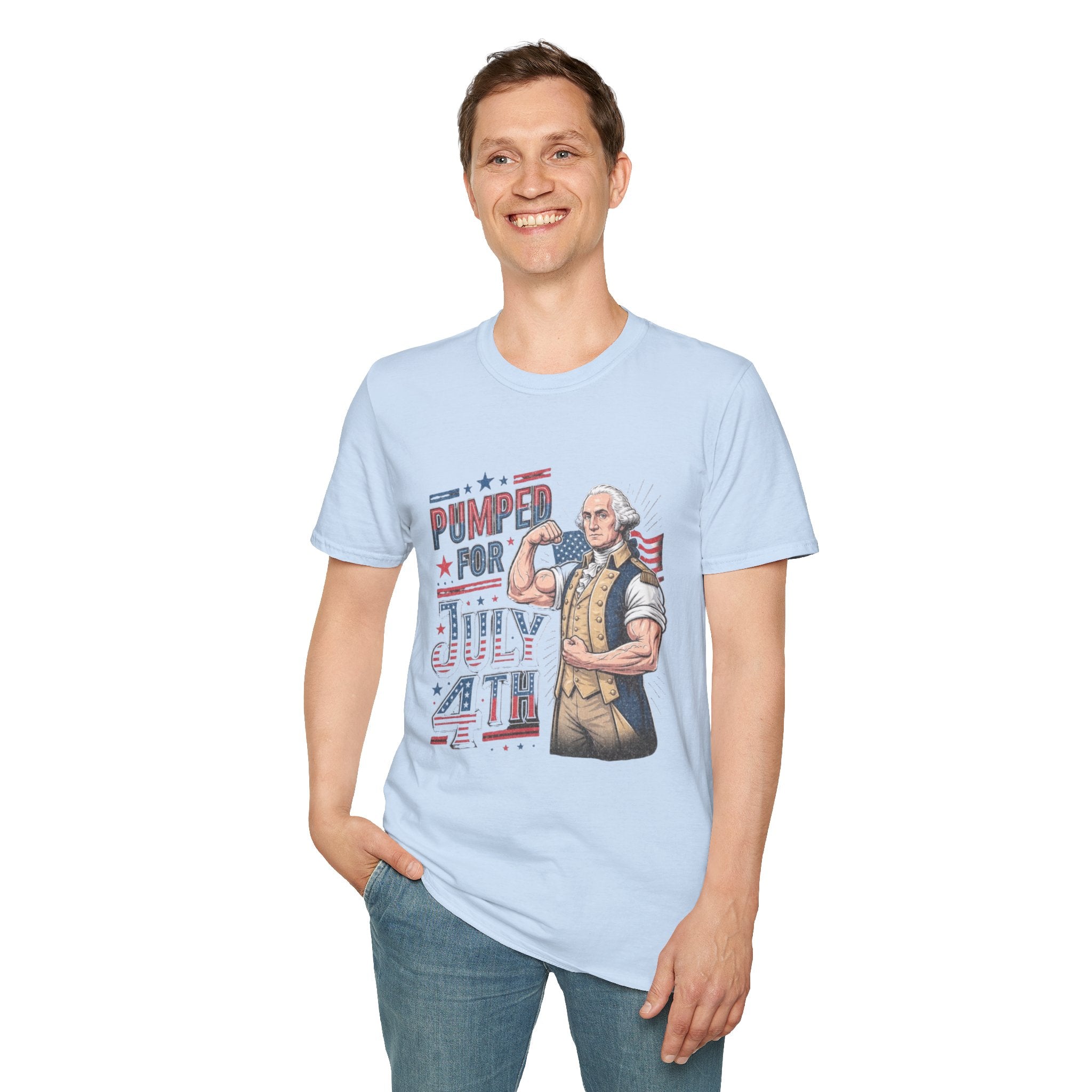 Pumped for July 4th George Washington T-Shirt | Funny Patriotic Tee