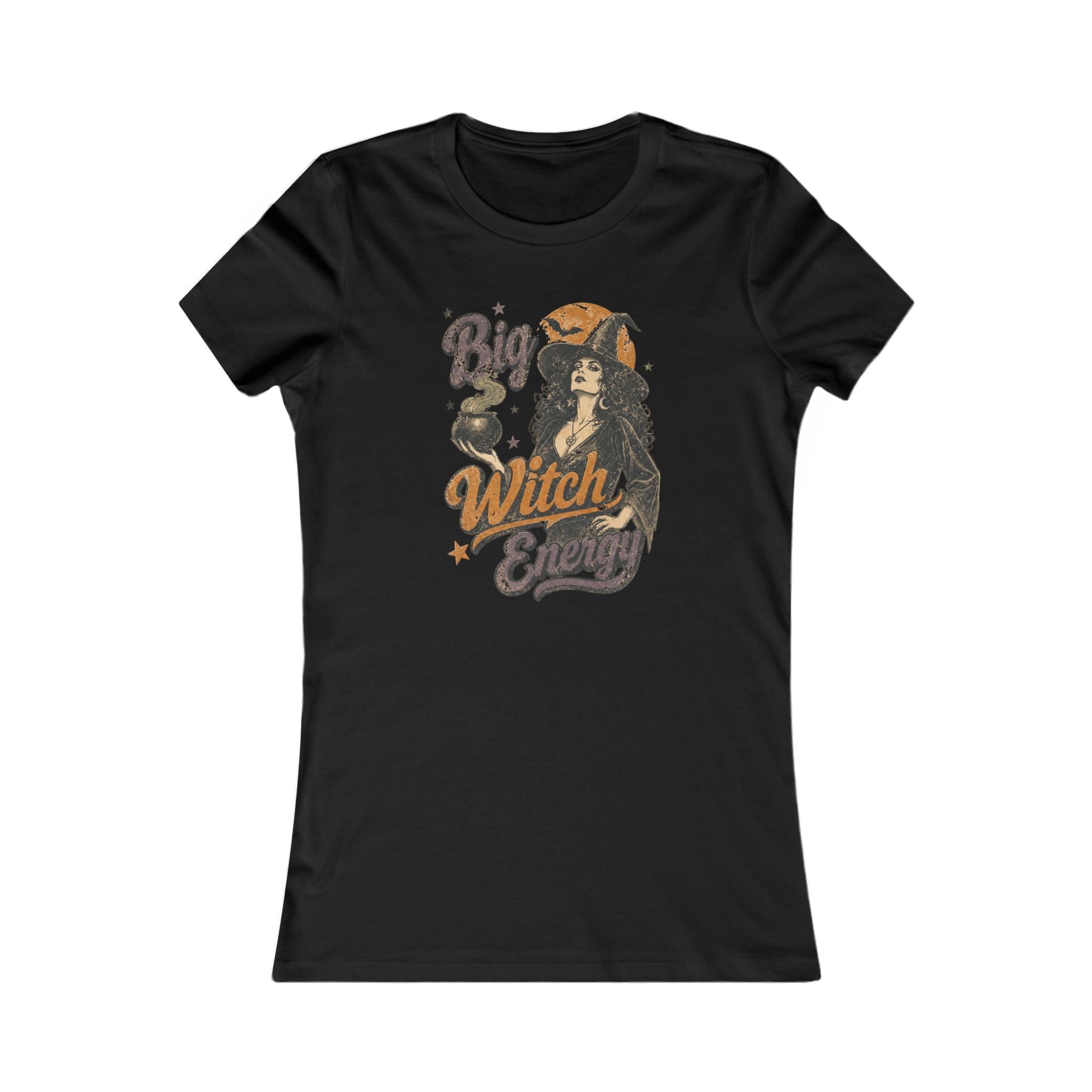 Retro Big Witch Energy Women's Halloween Tee Shirt