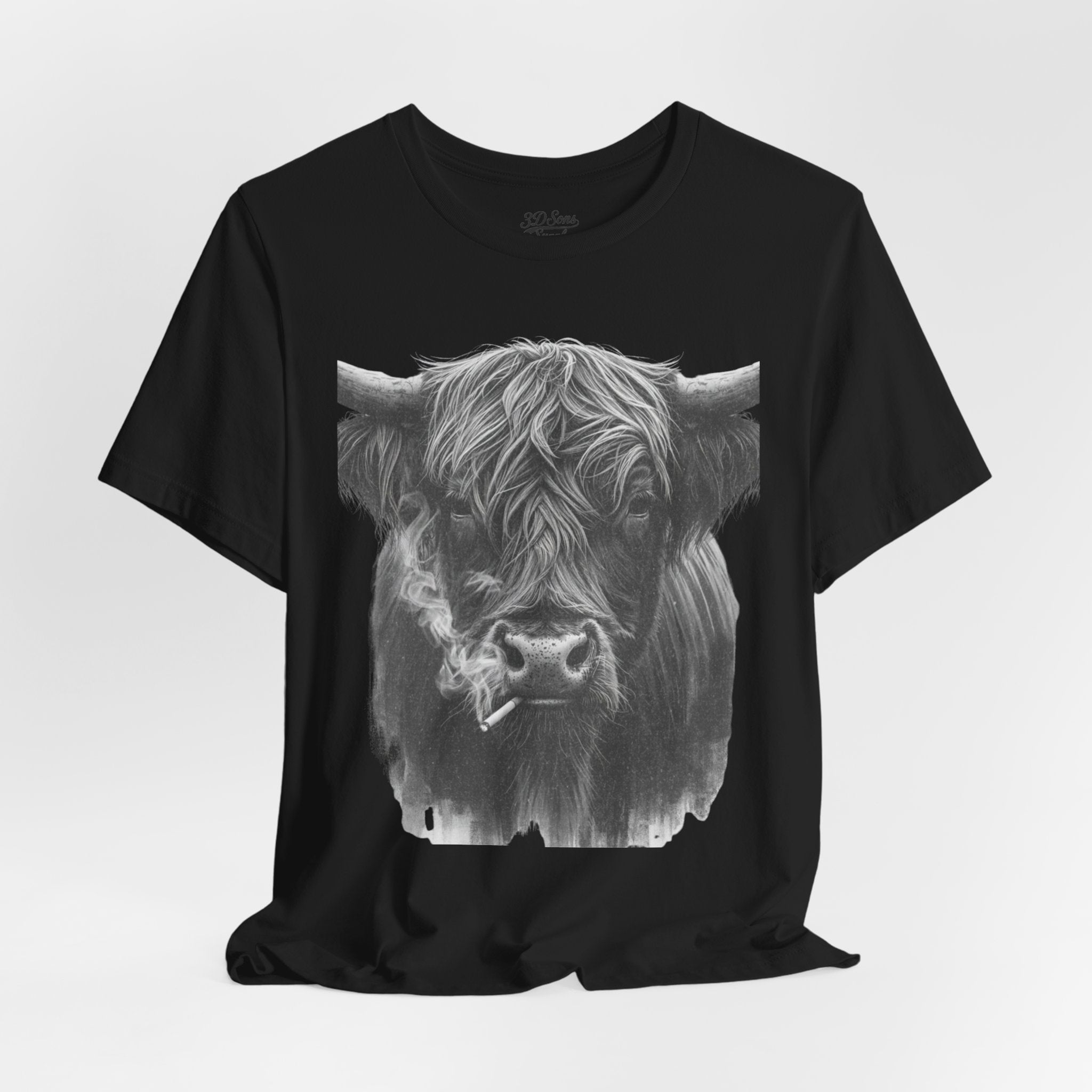 Highland Cow Smoking Tee — Vintage Highland Cattle Graphic T-Shirt