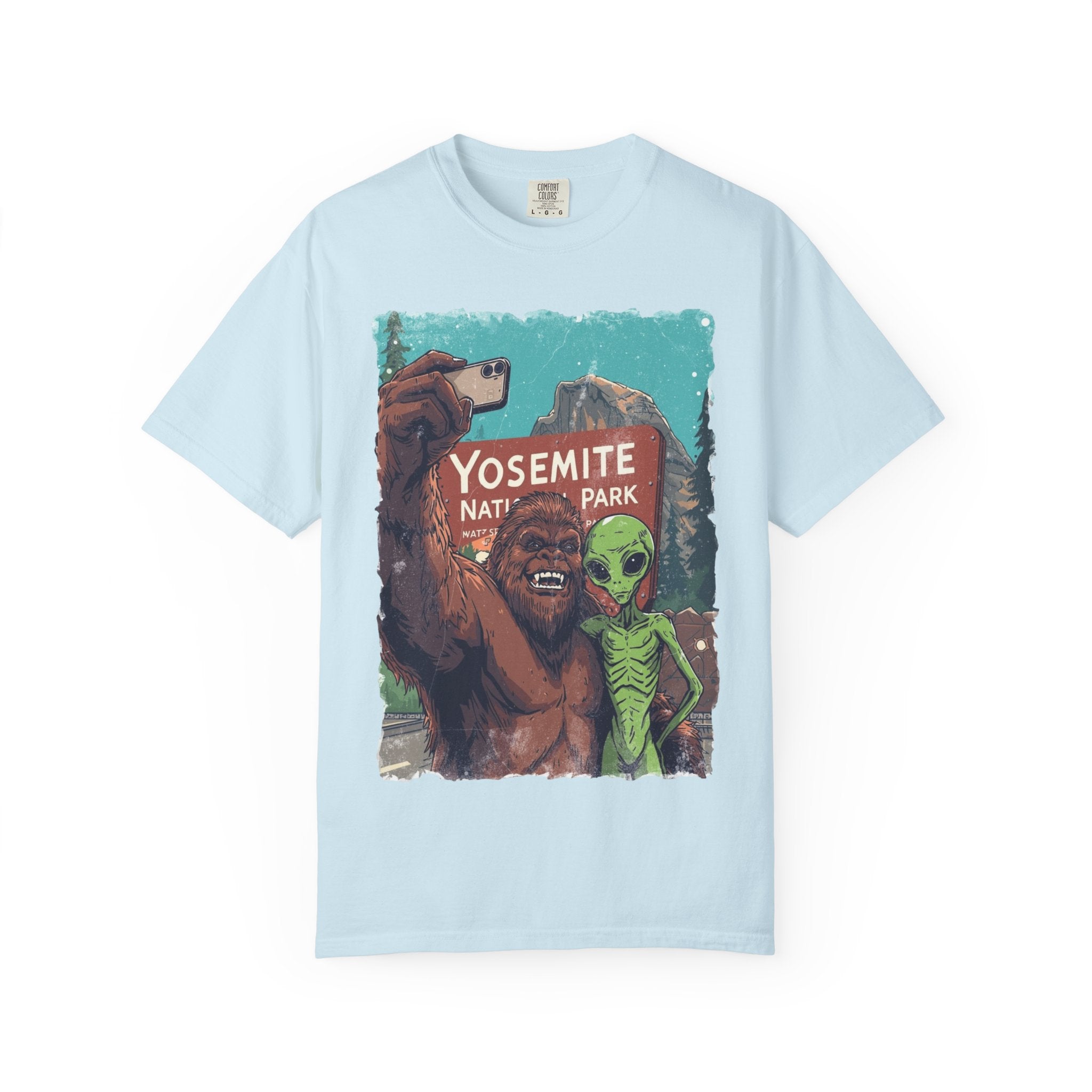 Alien & Bigfoot Yosemite T-Shirt — Camping Adventure Graphic Tee