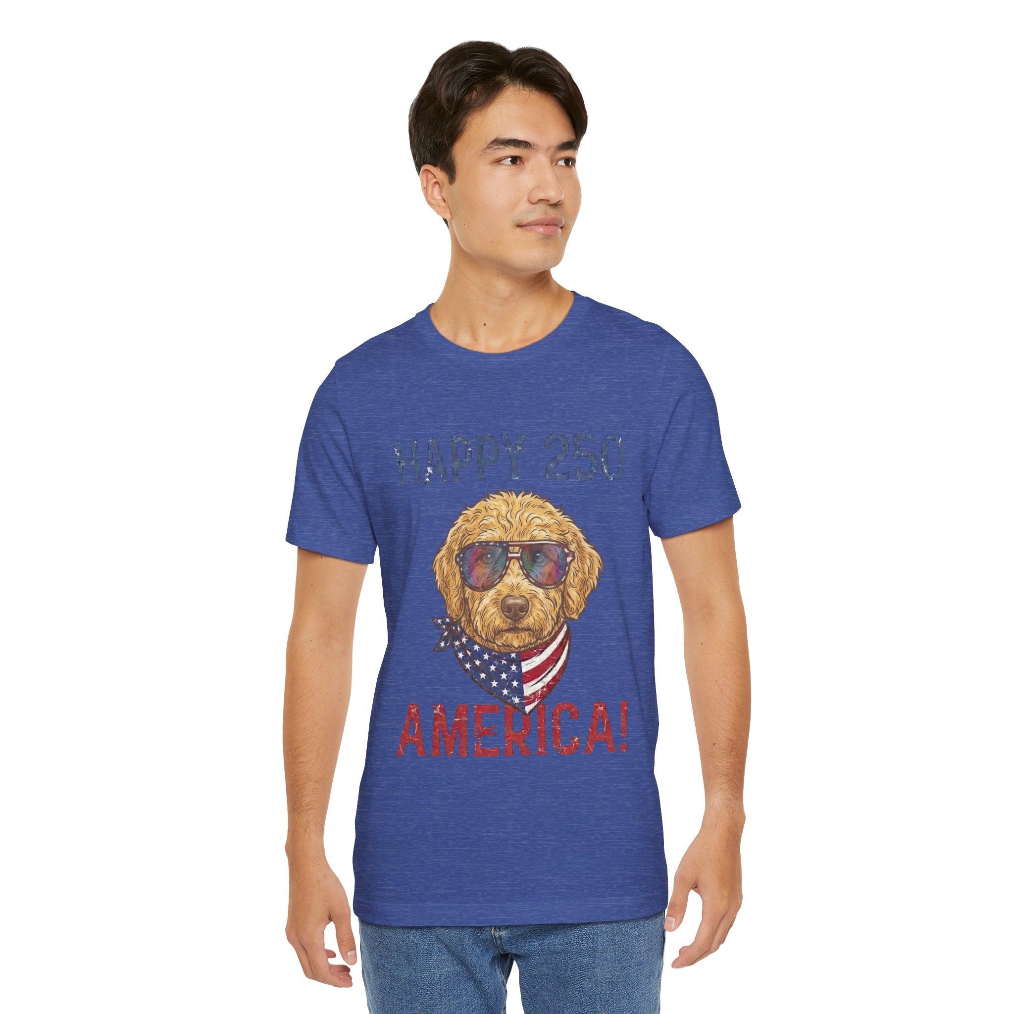 Happy 250 America! Patriotic Goldendoodle Tee